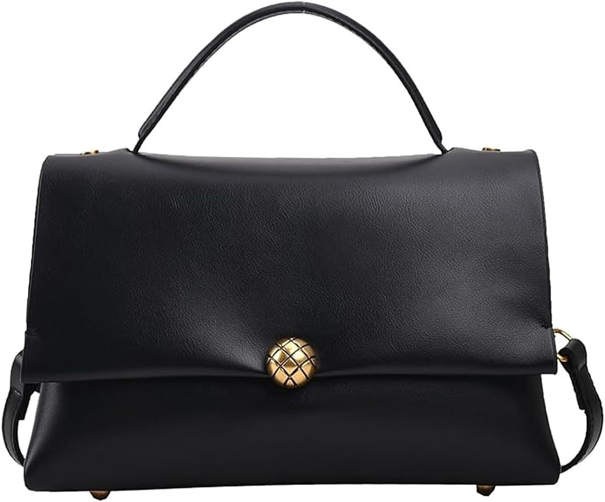 Women's Vintage Retro Solid Flap Tote Bag Top Handle Shoulder Bag Leather Satchel Bag Clutch Purs... | Amazon (US)