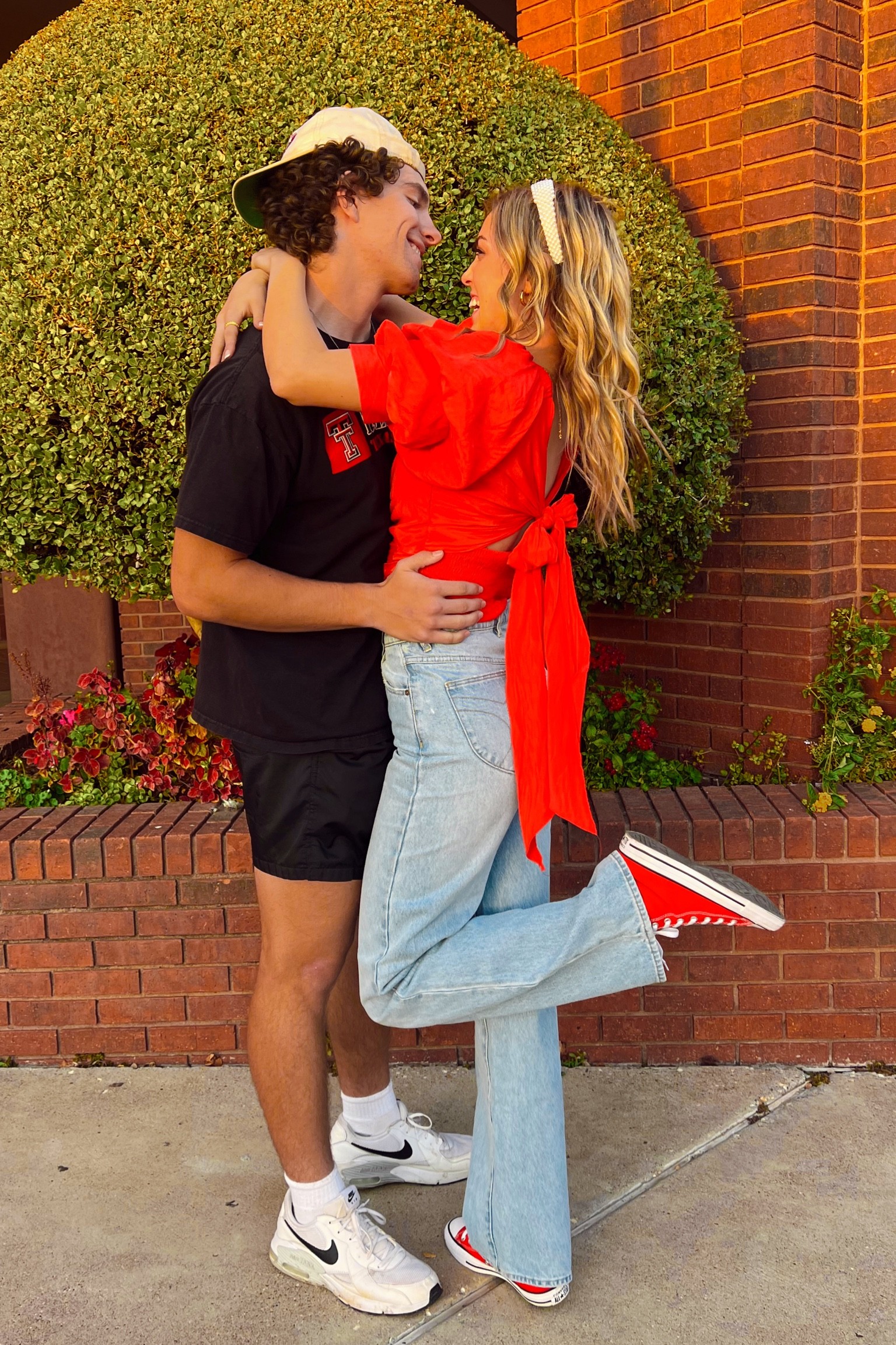 matching shoes, red puff sleeve crop top, wide leg jeans, denim, rollas, revolve, red converse, sneakers, pearl headband, hair accessories, casual outfit, preppy outfit inspo, pinterest inspo 

#LTKfit #LTKshoecrush #LTKstyletip