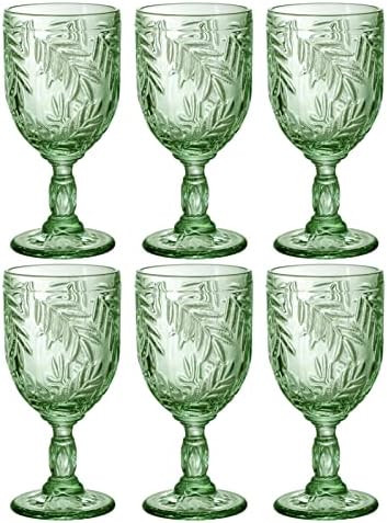 Heng River Wine Glasses, Colored Glass Goblet, Vintage Pattern Embossed, Wedding Goblet, Set of 6... | Amazon (US)