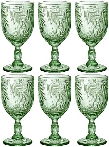 Heng River Wine Glasses, Colored Glass Goblet, Vintage Pattern Embossed, Wedding Goblet, Set of 6... | Amazon (US)