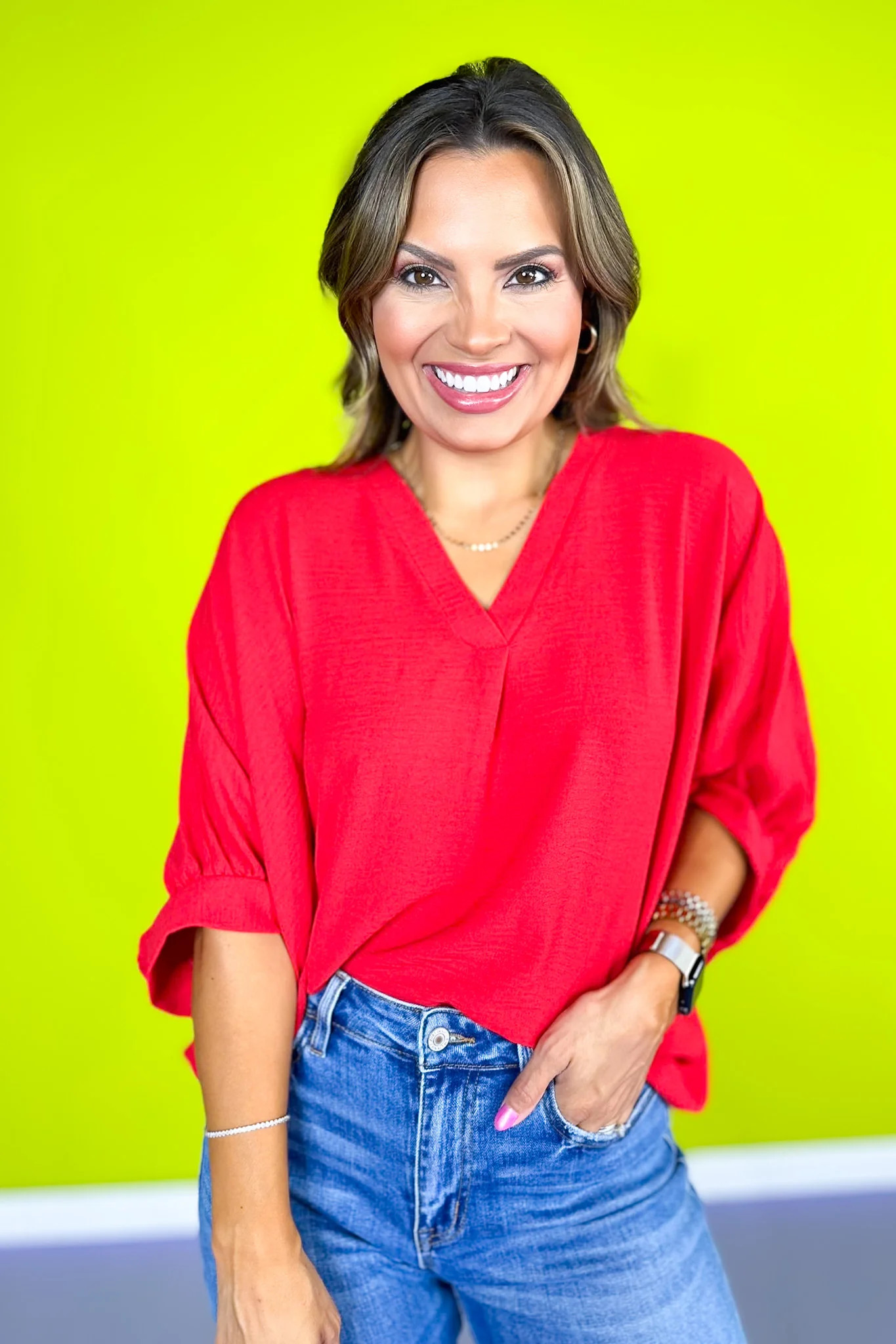 Ruby V Neck Half Puff Sleeve Top *FINAL SALE* | SSYS