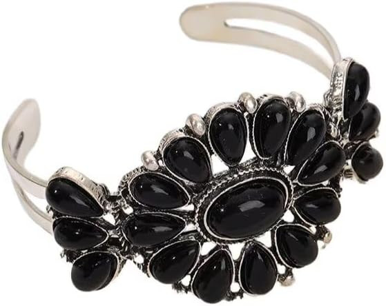 Turquoise Cuff Bracelet for Women Vintage Style Adjustable Cuff With Cluster Flower Western Cowgi... | Amazon (US)