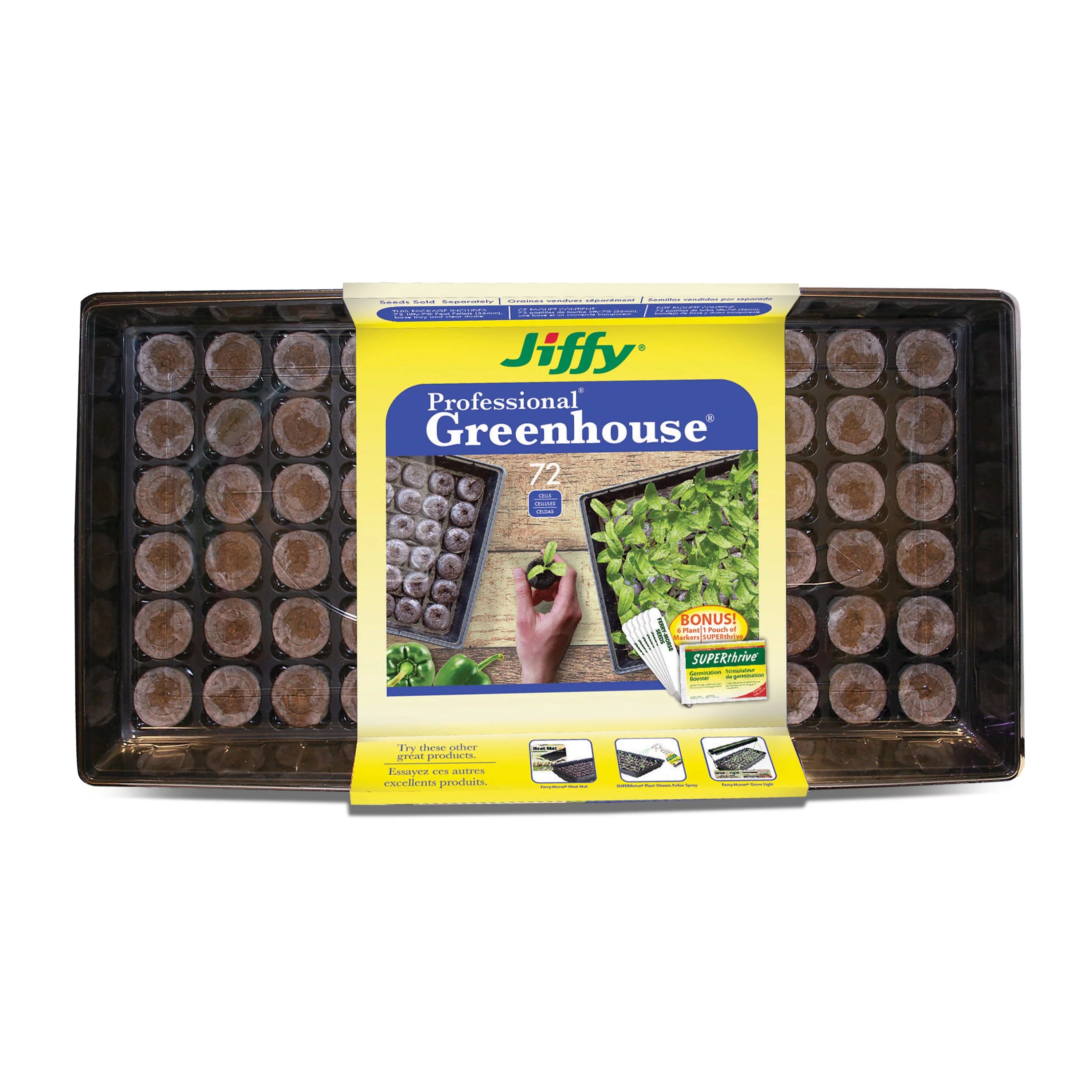Jiffy Professional Seed Starting Greenhouse with 72 Biodegradable 36mm Peat Pellets w/SUPERThrive... | Walmart (US)