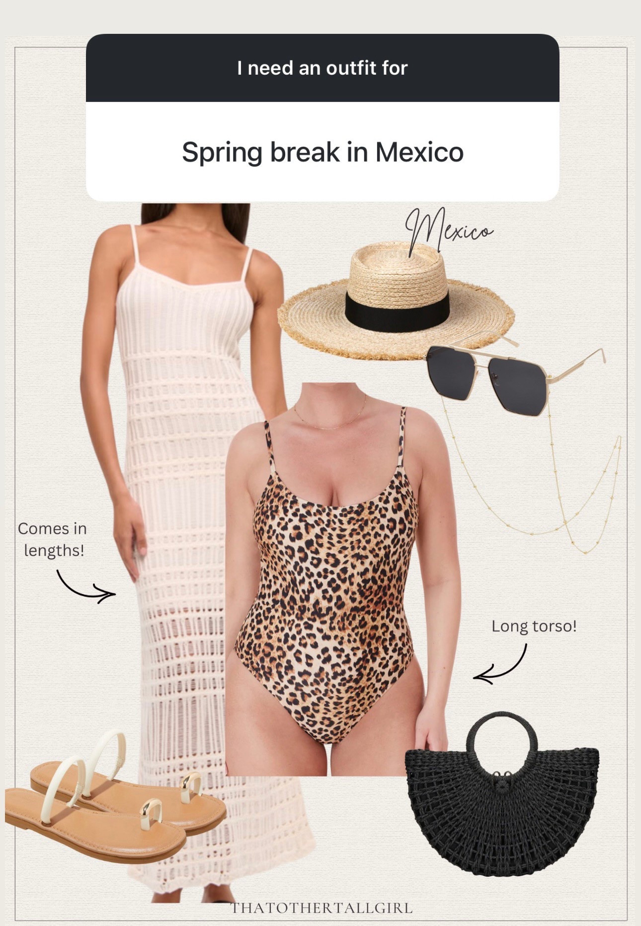 Mexico spring break outfit, long torso swim, tall girl style 

#LTKMidsize #LTKSwim #LTKTravel