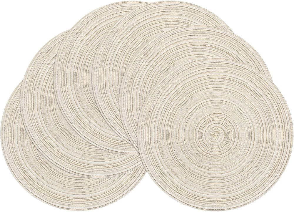 SHACOS Round Placemats Set of 6 Braided Circle Place Mat Washable 15 inch Table Mats for Kitchen ... | Amazon (US)