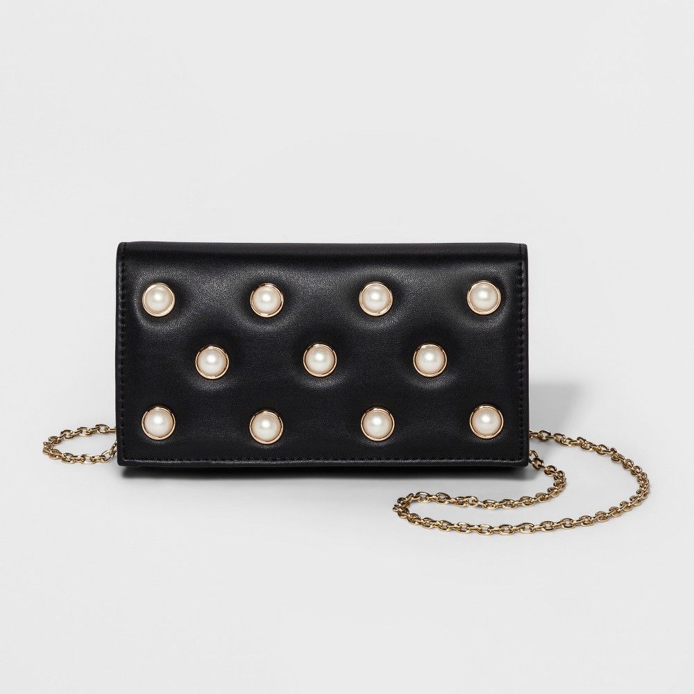 Women's Estee & Lilly Pearl Clutch - Black, Size: Small | Target