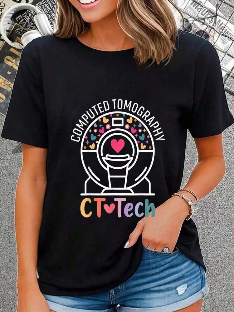 100% Cotton CT Tech Computed Tomography Technologist Radiology CT Scan T-Shirt Women's Men's Grap... | SHEIN