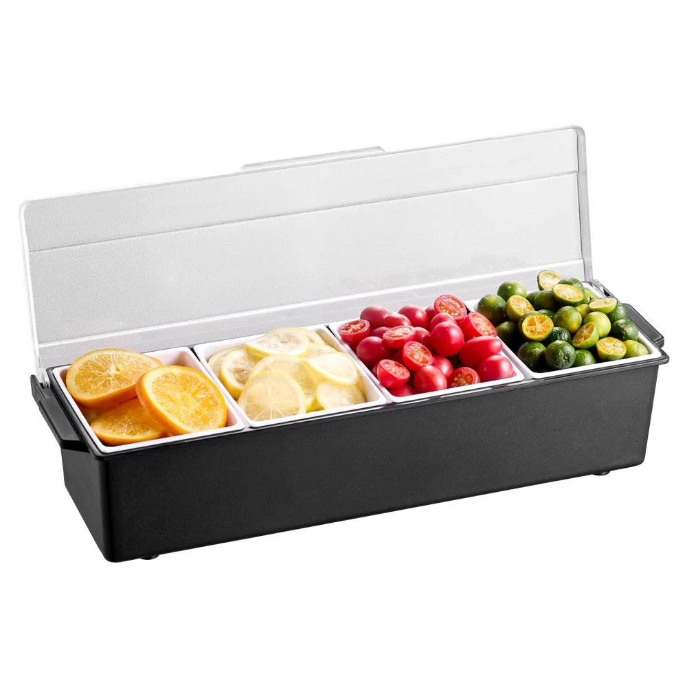 Chilled Condiment Server 4 Compartment Cold Serving Tray with Lid for Fruit | Wayfair North America