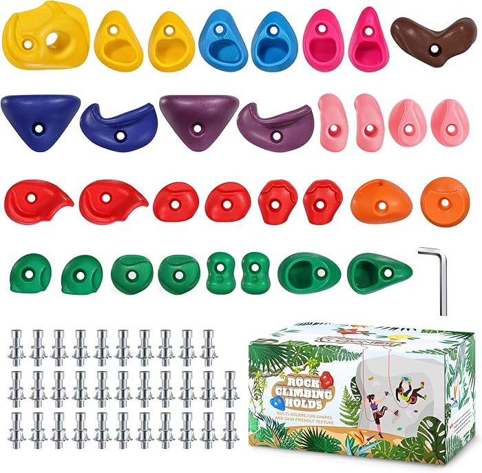TOPNEW 32 Rock Climbing Holds Multi Size for Kids, Adult Rock Wall Holds Climbing Rock Wall Grips... | Amazon (US)