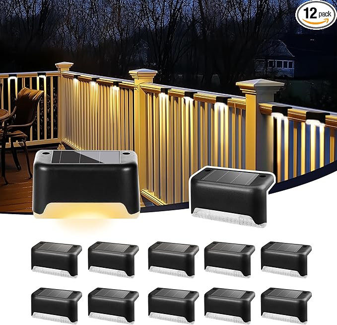 Solar Deck Lights Outdoor, Solar Step Lights Waterproof Led Lights for Outdoor Stairs, Step, Fenc... | Amazon (US)