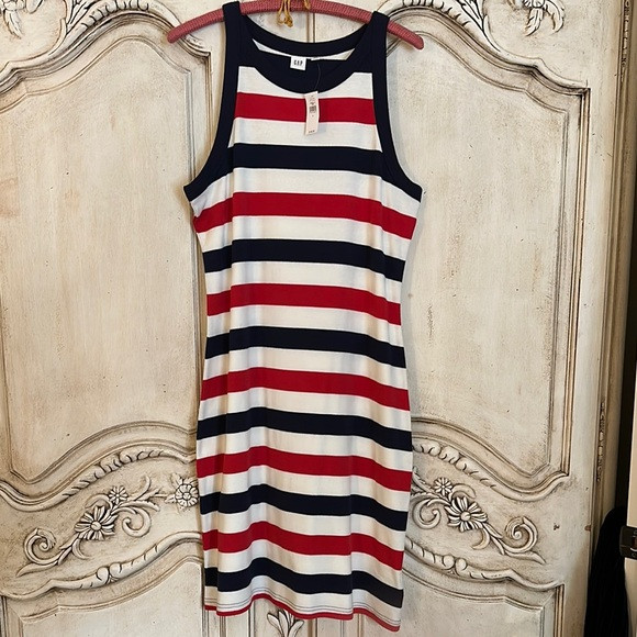 GAP Red and White Halter Sheath Midi Dress | Poshmark