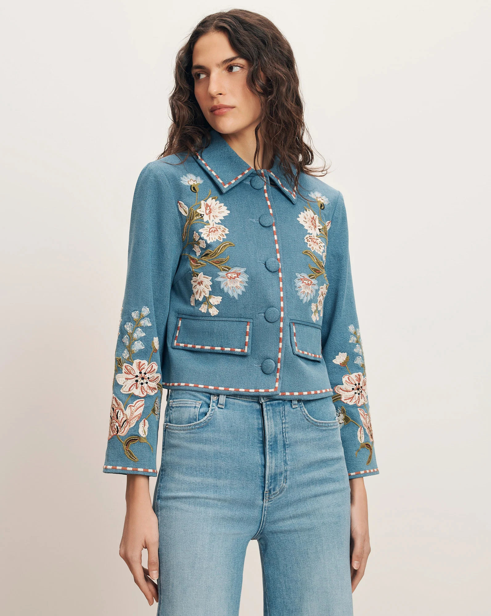 Veronica Beard Vikaria Embroidered Jacket Sea Glare | Veronica Beard