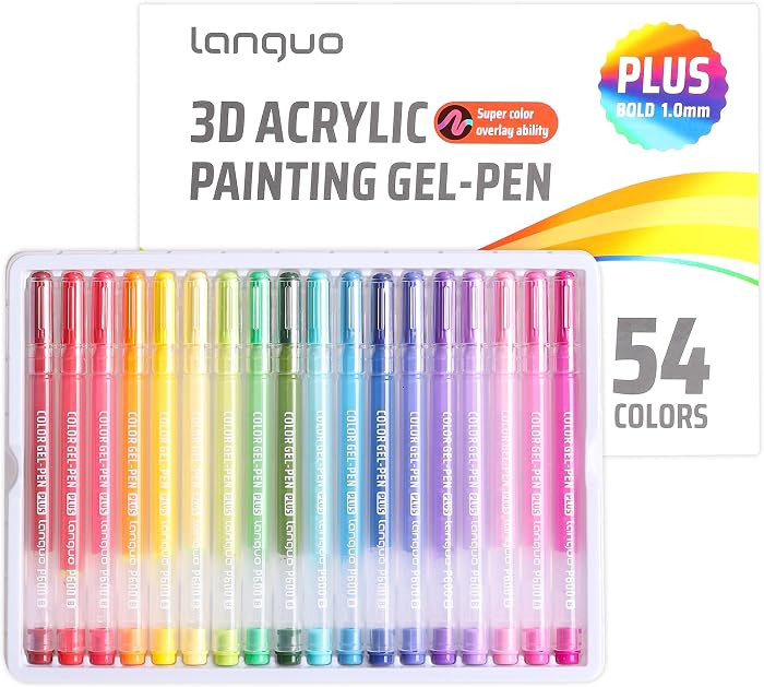 languo Acrylic Gel Pens for Coloring, 54 Colors Set 3D Acrylic Paint Pens with 1mm Bullet Tip for... | Amazon (US)