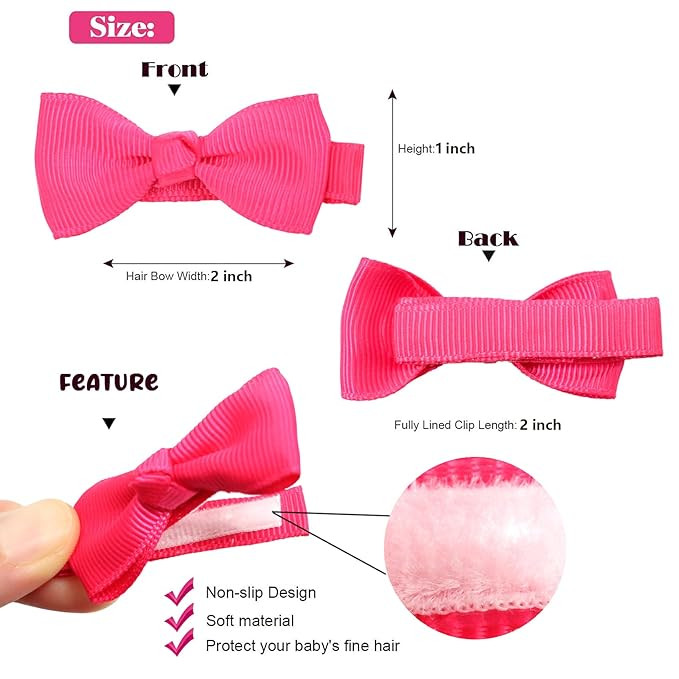 ALinmo Baby Hair Clips 100Pcs 2" Baby Girls Fully Lined Baby Bows Tiny Hair Bows Alligator Clips ... | Amazon (US)