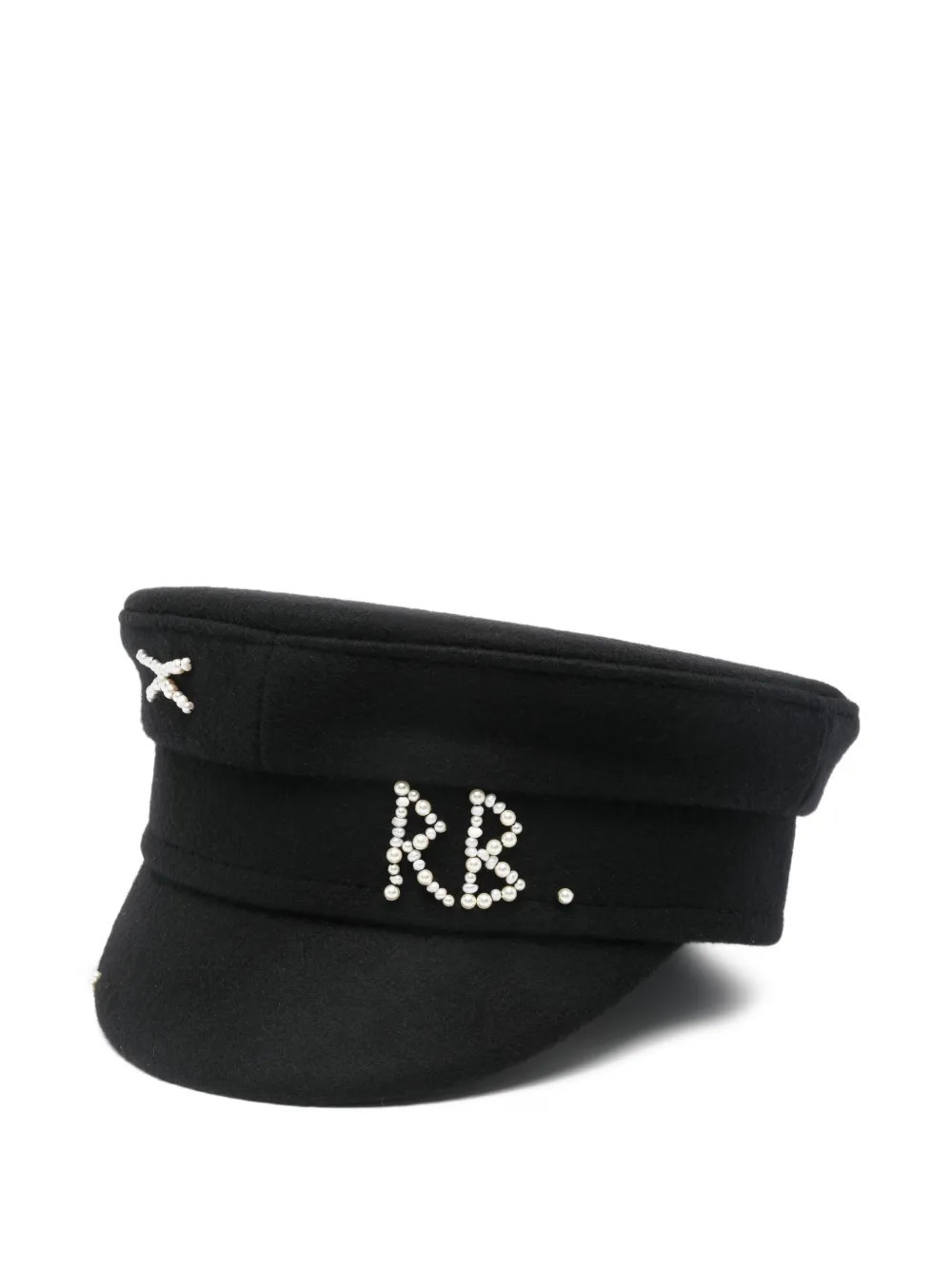 Ruslan Baginskiy faux pearl-embellished Baker Boy cap - Black | Farfetch Global