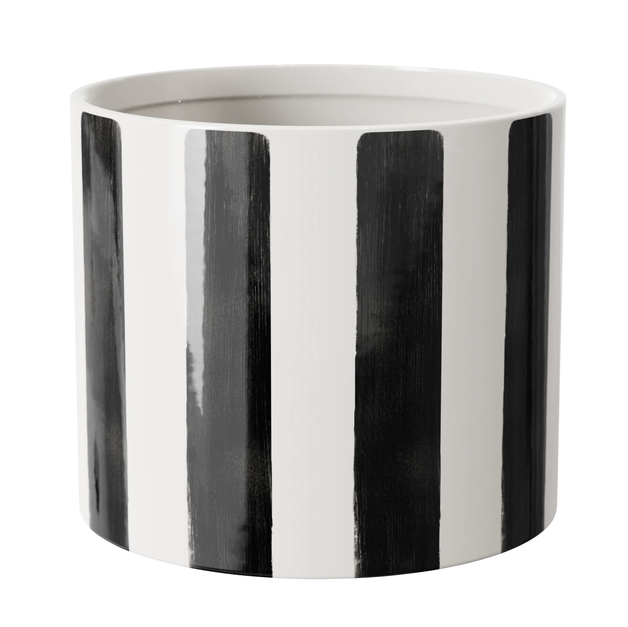Mainstays Andrew 10" x 10" x 8.75" Round Rich Black and Arctic White Ceramic Planter | Walmart (US)