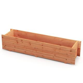 Fir Wood Raised Planter Box with 2 Drainage Holes and 3 Added Bottom Crossbars | The Home Depot