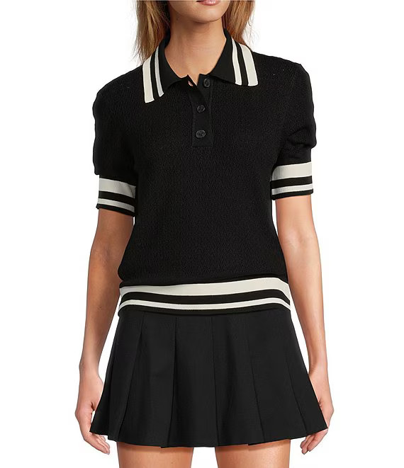 Active Pointelle Short Sleeve Polo Shirt | Dillard's
