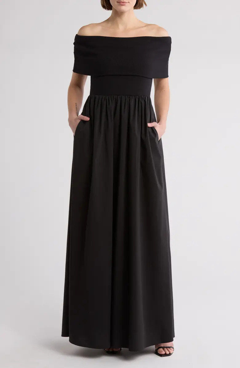 Monet Off-the-Shoulder Mixed Media Maxi Dress | Nordstrom Rack