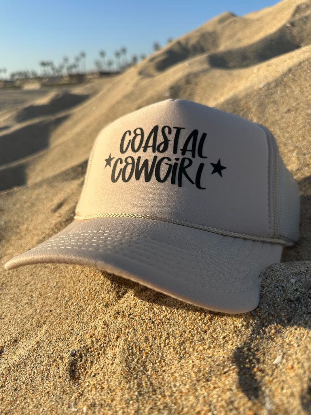 Coastal Cowgirl Trucker Hat | Beach | Country | Summer | Beige | Etsy (US)