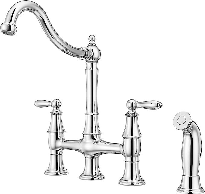 Pfister F-031-4COC Courant Bridge Kitchen Faucet with Side Sprayer in Polished Chrome | Amazon (US)