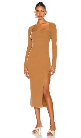 Square Neck Dress with Slit in Chestnut | Revolve Clothing (Global)