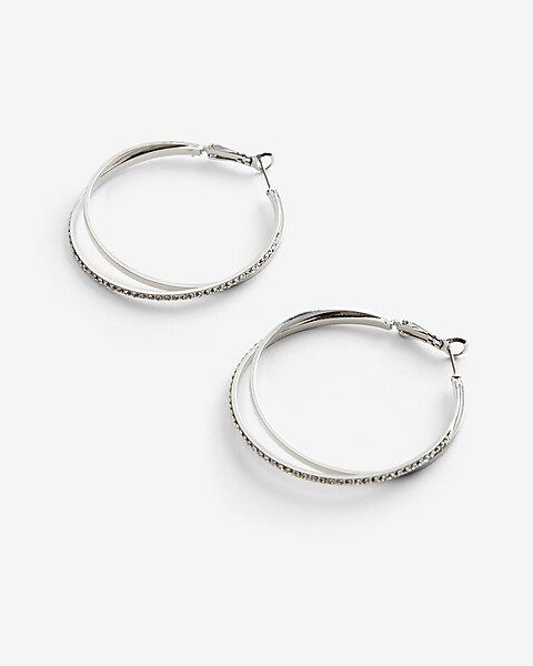 Embellished Double Circle Hoop Earrings | Express