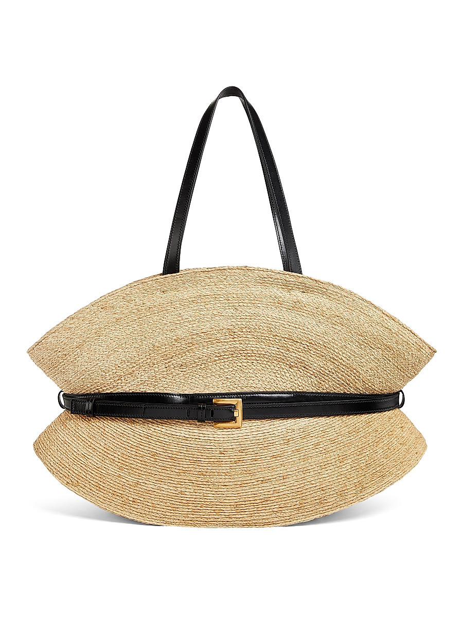 Women's Large Shuffle Raffia Tote Bag - Noir Natural | Saks Fifth Avenue