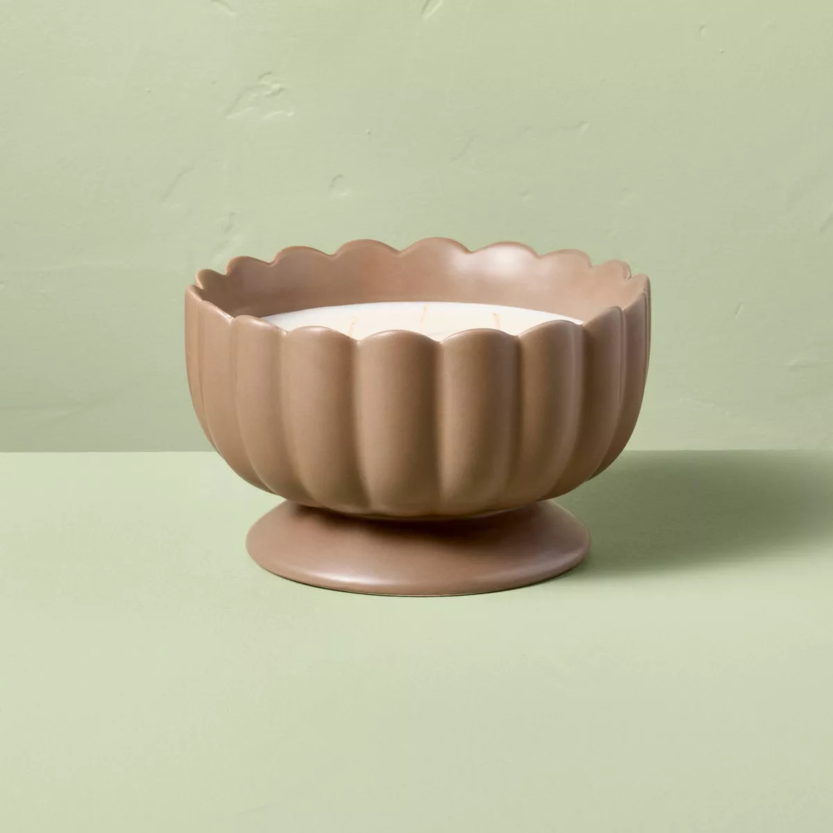 5 Wick Footed Ceramic Scalloped Rim Jar Candle 34oz - Hearth & Hand™ with Magnolia | Target