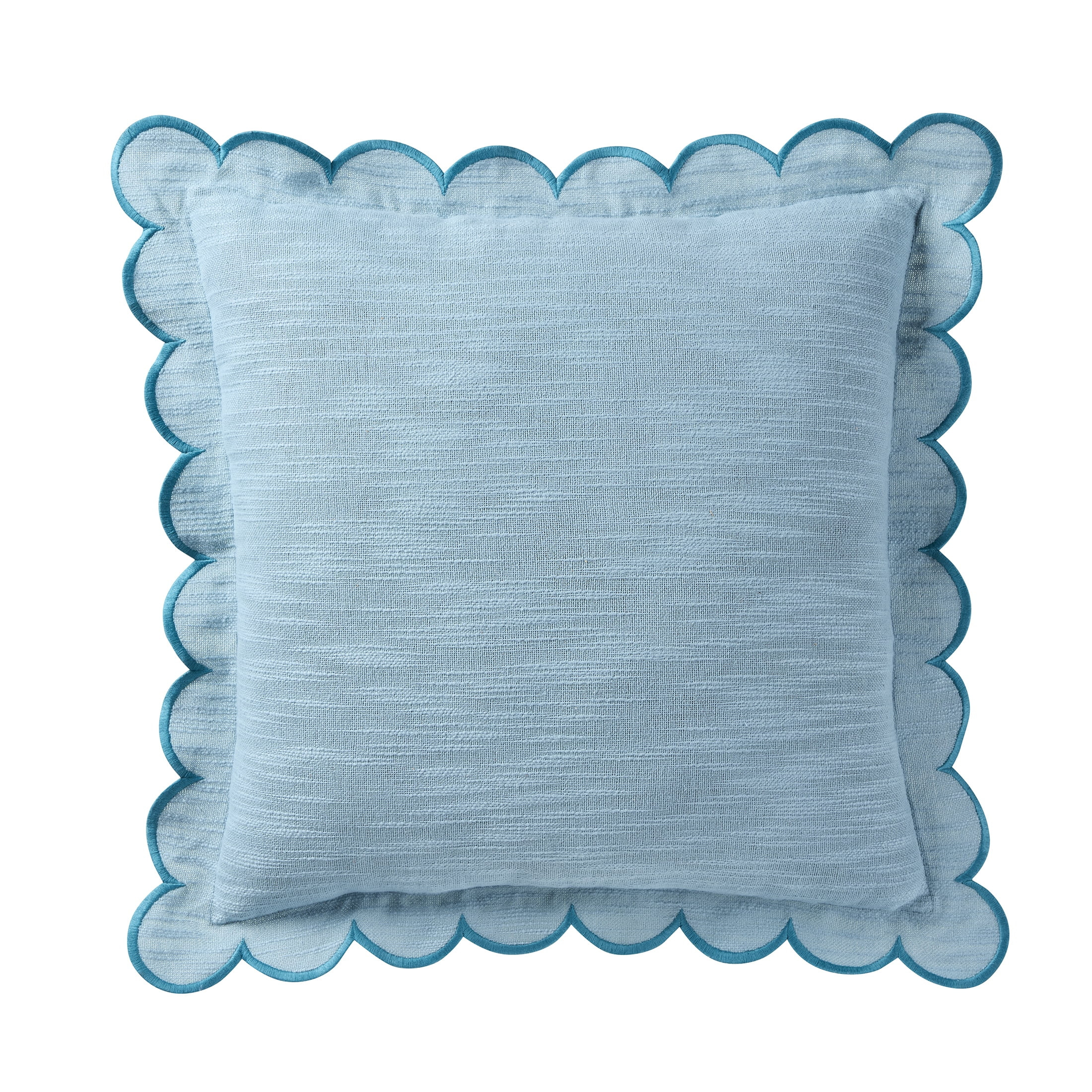 Home Decor Collection 19" x 19" Blue Scallop Flange Cotton-Rich Decorate Pillow | Walmart (US)
