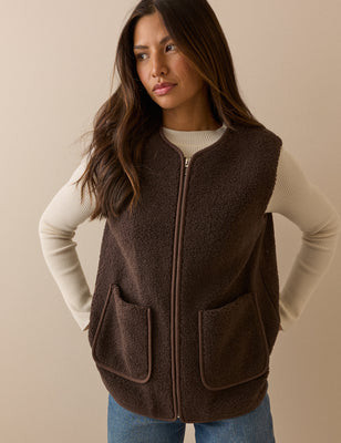 Chocolate Brown Borg Gilet | Nobody's Child