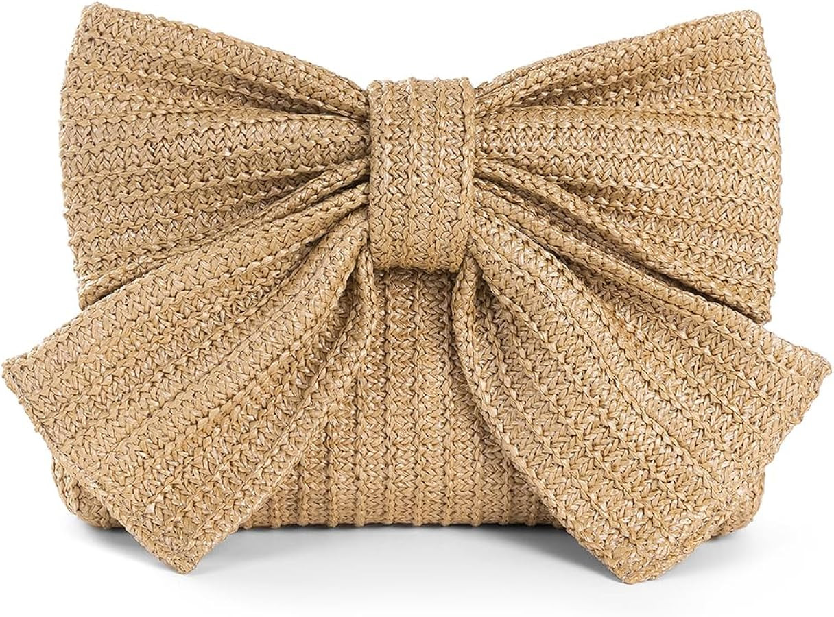 YYW Women Straw Clutch Purse Woven Bowknot Envelope Handbag Wedding Clutch Bag for Vocation Party | Amazon (US)