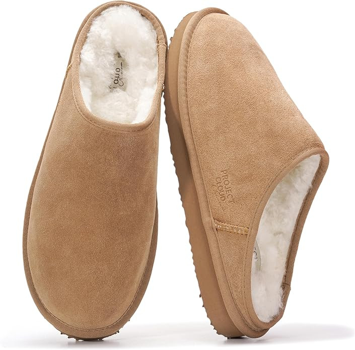 Project Cloud Mens Slippers 100% Genuine Leather and Genuine Shearling Lining – House Slippers ... | Amazon (US)