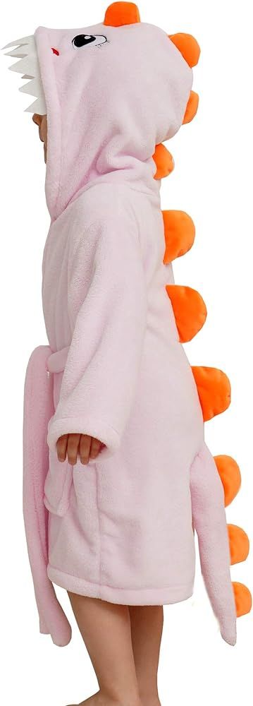 ABSMM Boys Girls Bathrobe Kids Toddler Cartoon Dinosaur With Tail Hooded Sleep Robe | Amazon (US)