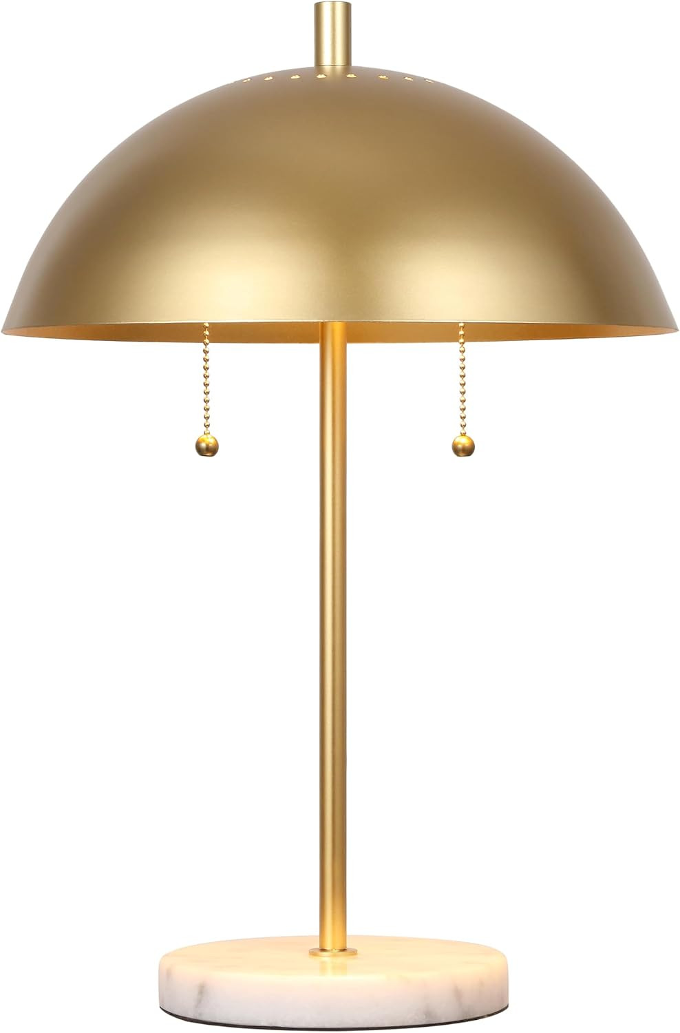 JONATHAN Y JYL1071A Ella 20.7" Dome Metal with Marble Base LED Table Lamp Classic Glam Bedside Desk Nightstand Lamp for Bedroom Living Room Office College Bookcase LED Bulbs Included, Gold Leaf/White | Amazon (US)