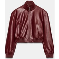 Zara - Cropped Bomber Jacket With Shoulder Pads - Red - M - Woman | Zara US