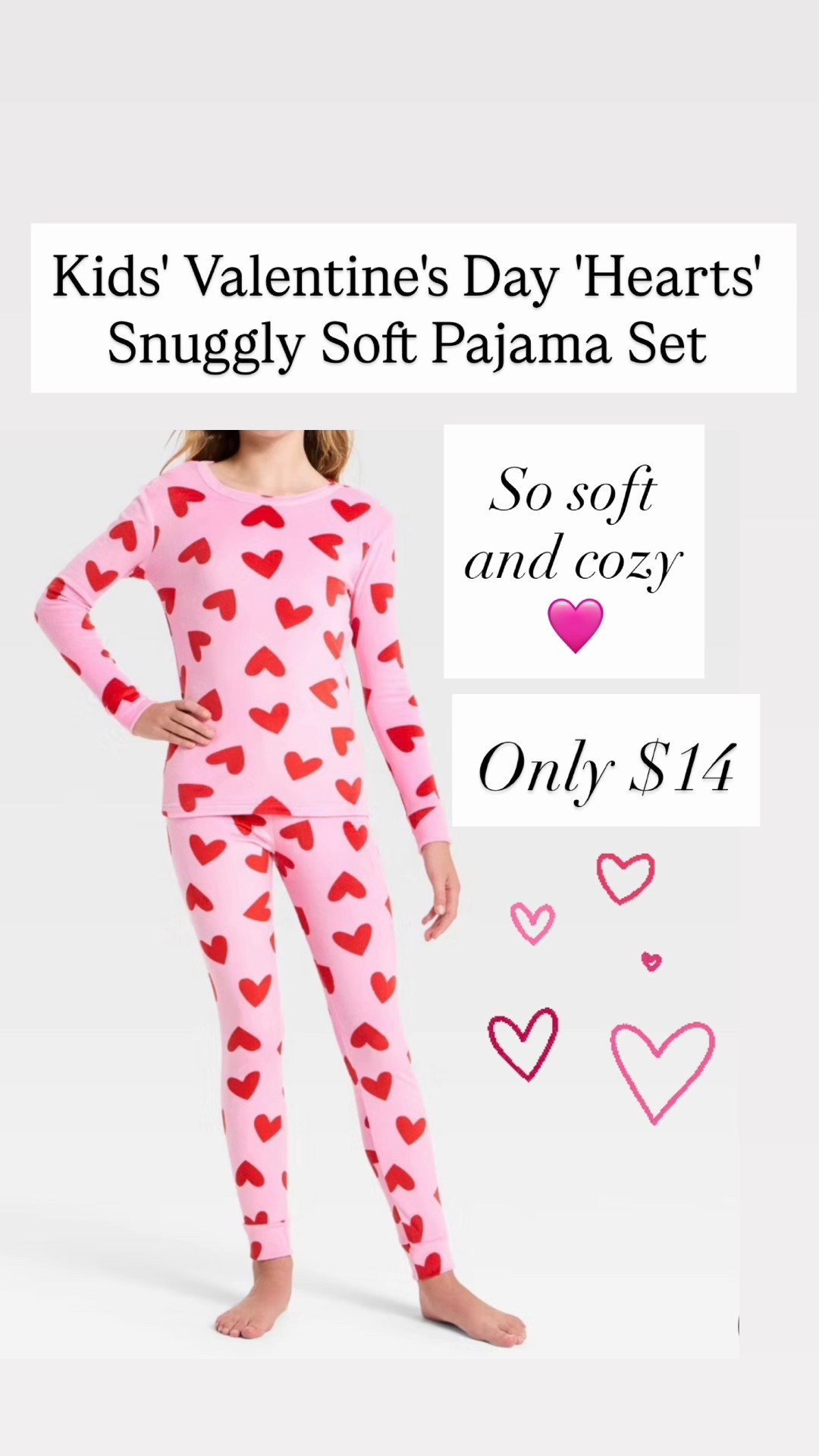 Kids' Valentine's Day 'Hearts' Snuggly Soft Pajama Set are $14 🩷💜

#LTKKids