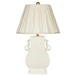 Kianna French Country White Ceramic Pleated Shade Table Lamp | Kathy Kuo Home