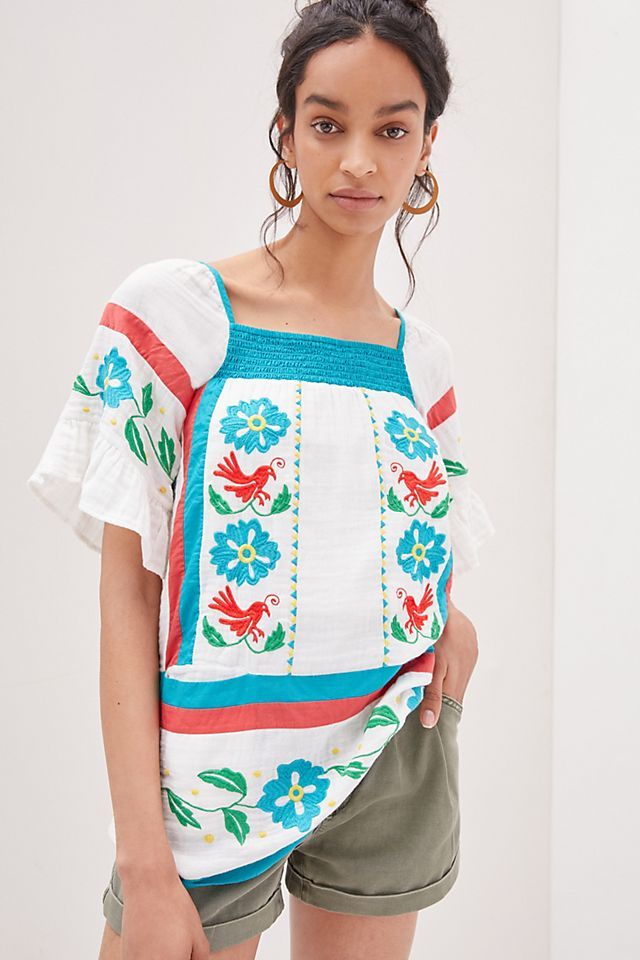 Embroidered Tunic Blouse | Anthropologie (US)
