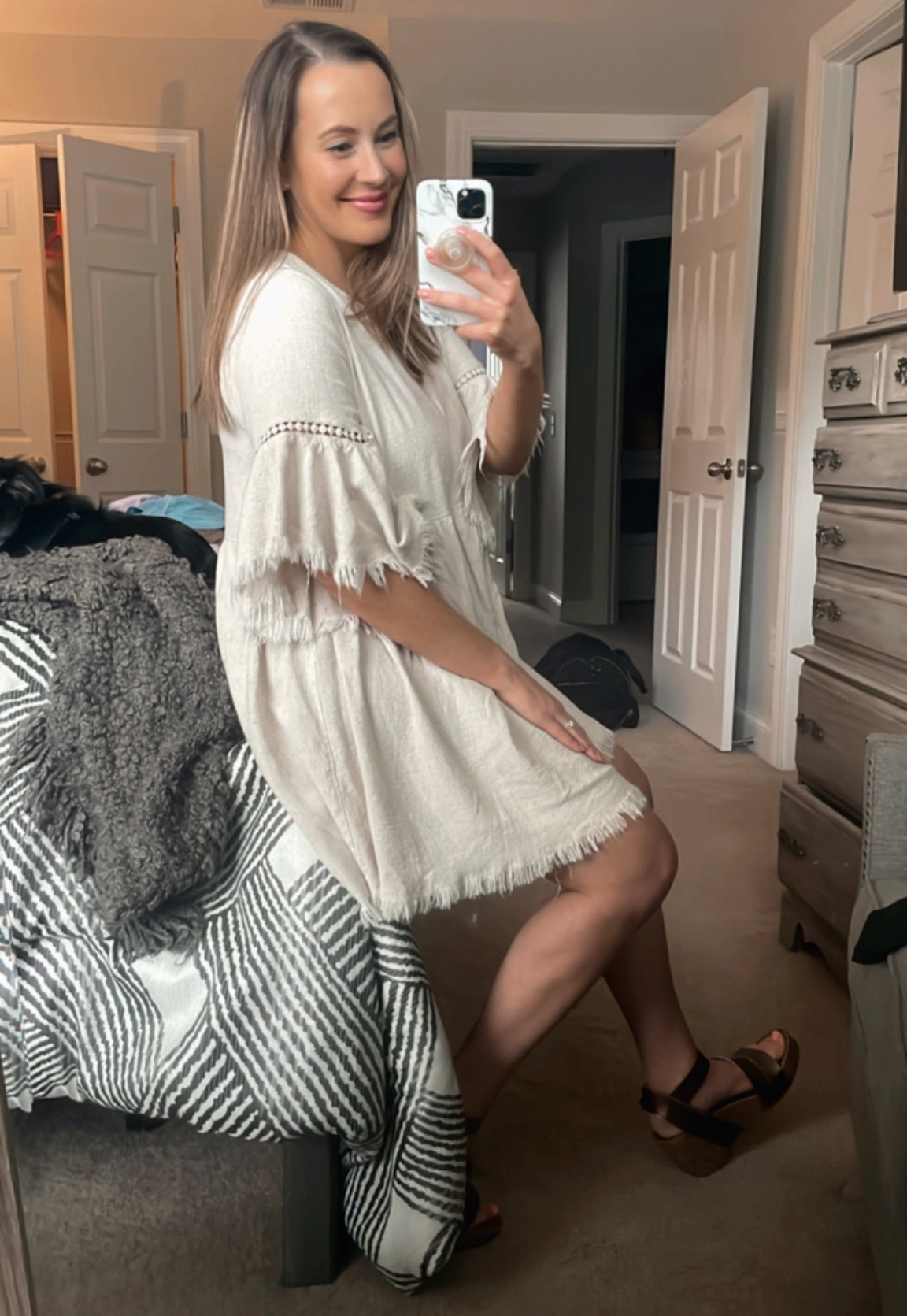 new dress from Pink Blush— so comfy! 🤍 #summerdresses #maternitydresses 