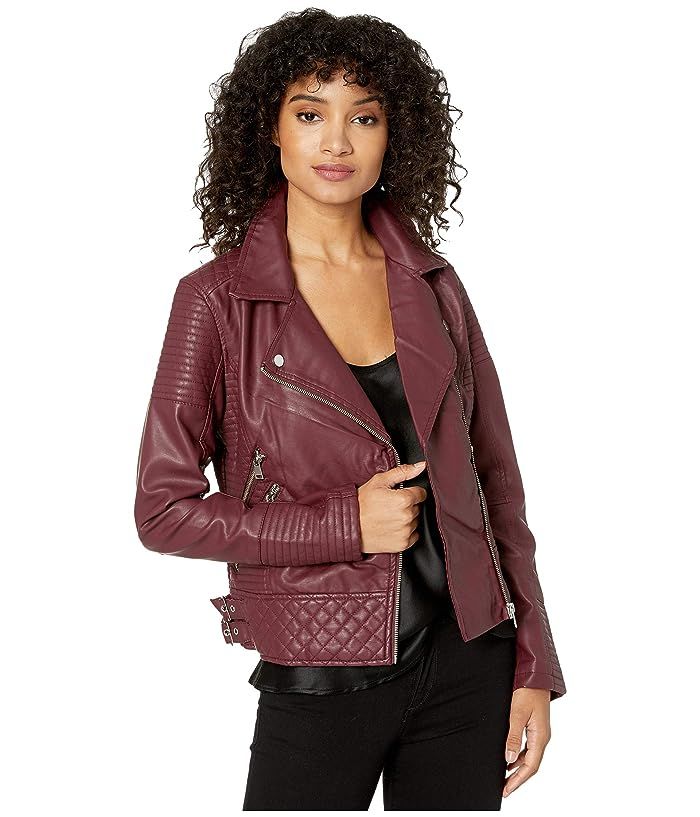Faux Leather Jersey Lined Moto Jacket | Zappos
