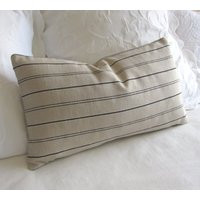 Rustic Woven Black On Ecru Stripes Decorative Lumbar Pillow With Insert 12x20 | Etsy (US)