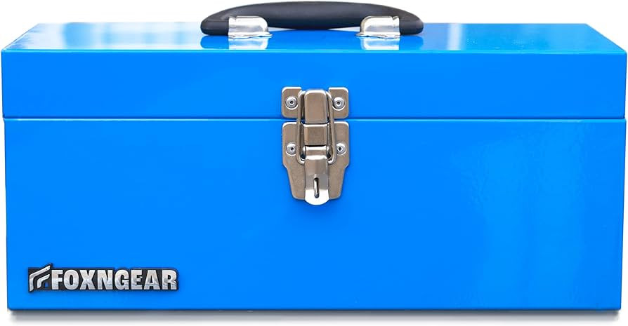 16" Portable Steel Heavy-duty Tool Box 18-Gauge with Metal Latch and Handle Blue | Amazon (US)