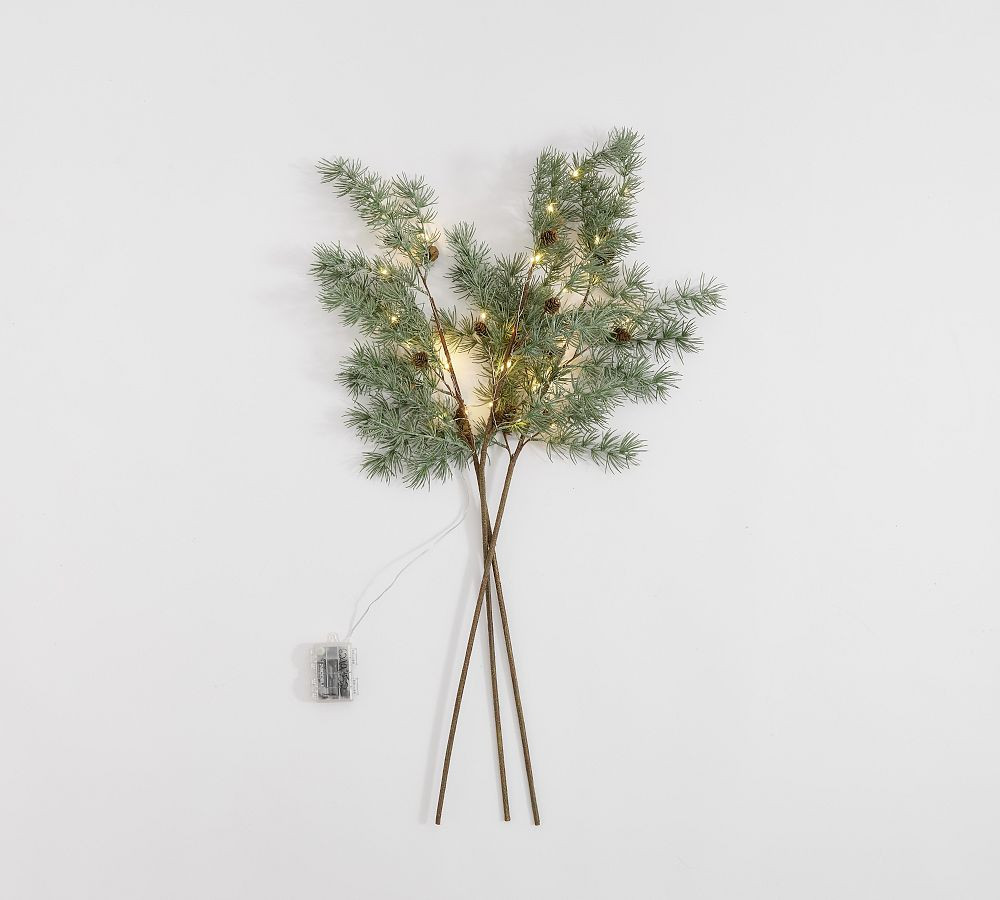 Lit Faux Frosted Pine Branch | Pottery Barn (US)