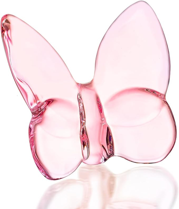 Pink Crystal Butterfly Figurine, Glass Flying Butterfly Figurine | Amazon (US)