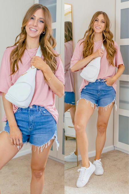Easy casual everyday summer outfit.
My exact tee is no longer available, but I’ve linked some similar styles.
Wearing a size 4 in the jean shorts from Amazon.
Sneakers fit TTS.


#LTKStyleTip #LTKFindsUnder50 #LTKSeasonal
