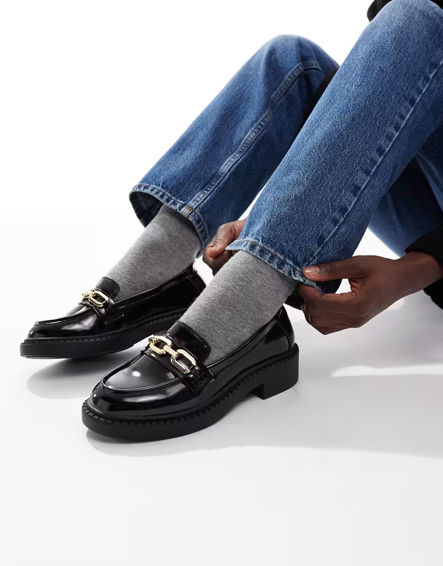 New Look snaffle trim chunky loafer in black | ASOS (Global)