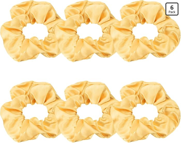uxcell 6 Pcs Satin Hair Scrunchies, Solid Hair Ties Soft Fabric Scrunchies Ponytail Holders for W... | Amazon (US)