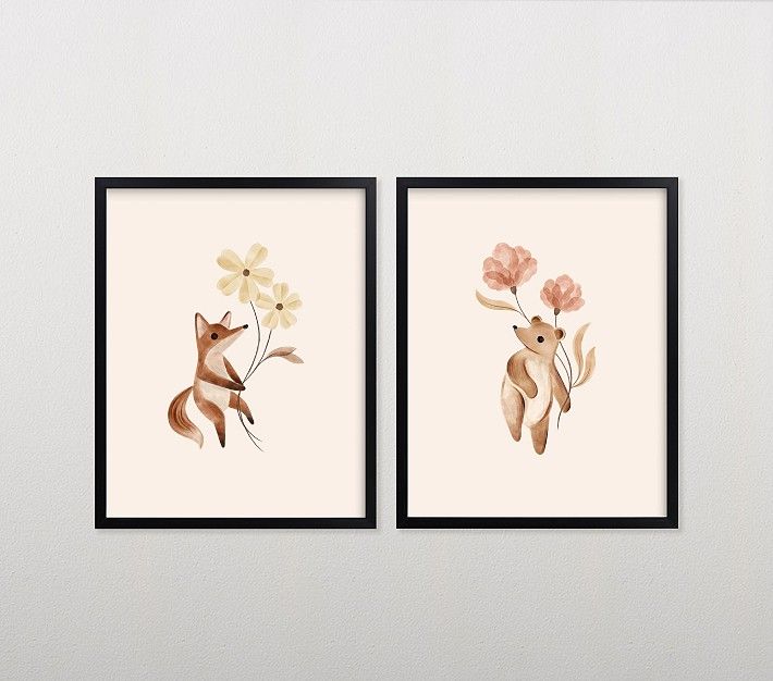 Minted® Animals with Flowers Wall Art by Vivian Yiwing | Pottery Barn Kids