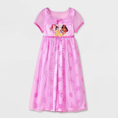 Toddler Girls' Disney Princess NightGown - Pink 5T: Short Sleeve, Crew Neck, Pique Fabric | Target